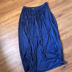 Navy Pleated Maxi Skirt